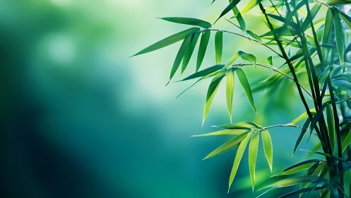 Close-up Bamboo Leaves with Soft Green Abstract Background.