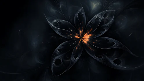 Starforged midnight blossom with embers at its heart.