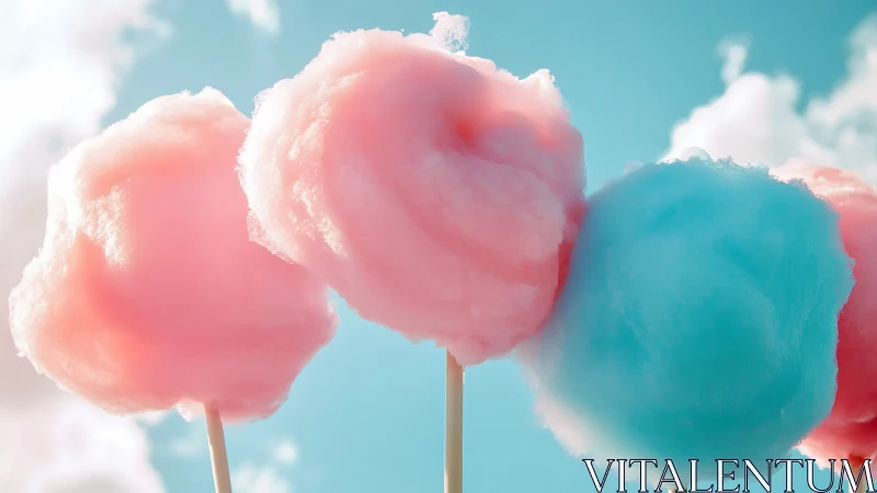 Cotton candy against bright turquoise sky.