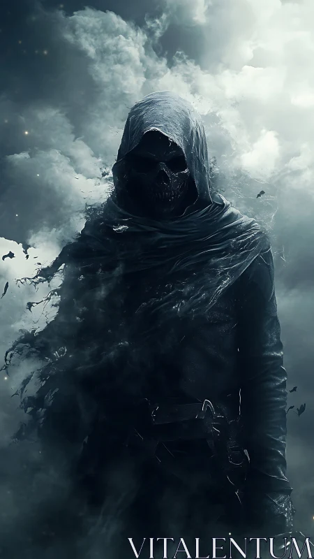 Stormshroud Reaper Walking Out Of Ruptured Midnight Clouds.