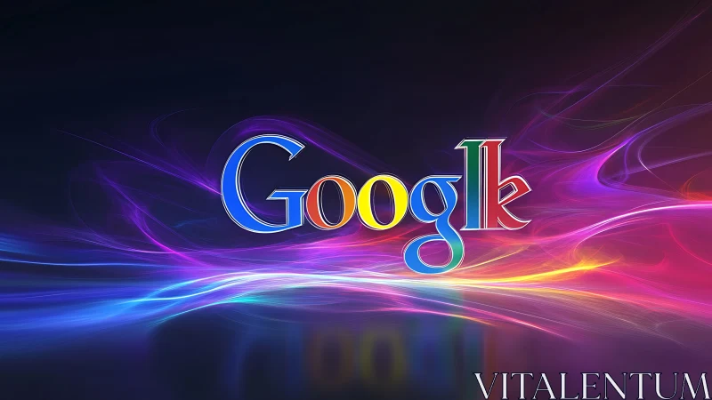 Vibrant multicolor logo glows amid flowing neon light trails