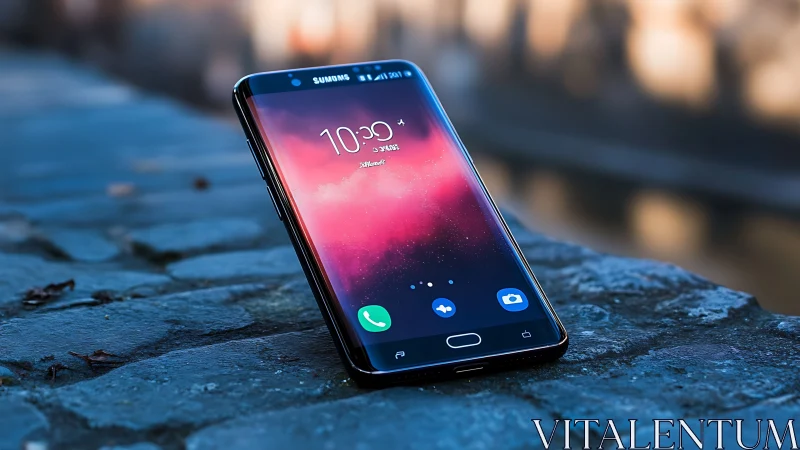Samsung Phone's Vibrant Glow in Twilight.