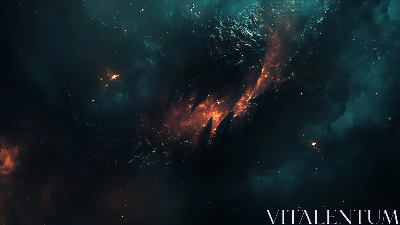 Molten fissure ignites a turbulent cosmic storm of fire