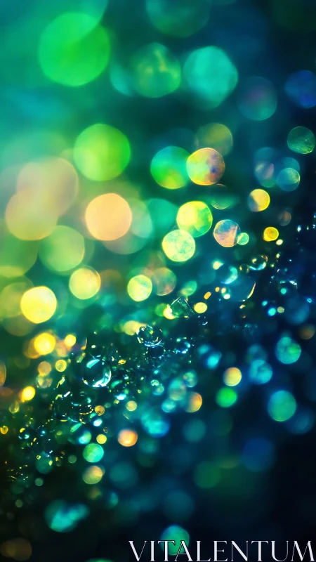Iridescent bokeh orbs shimmer across deep teal nightscape.