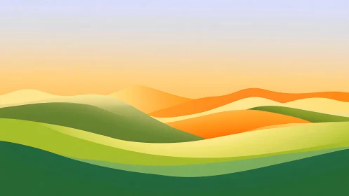 Soft sunrise over rolling abstract hills in gentle layers.