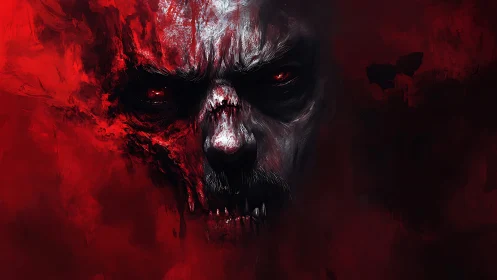 Bloodlit Wraithface Emerging From a Howling Crimson Void.