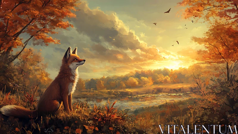 Sun-drenched fox pauses to listen to autumn&rsquo;s glowing hush