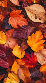 Autumn foliage macro composition with saturated warm hues.
