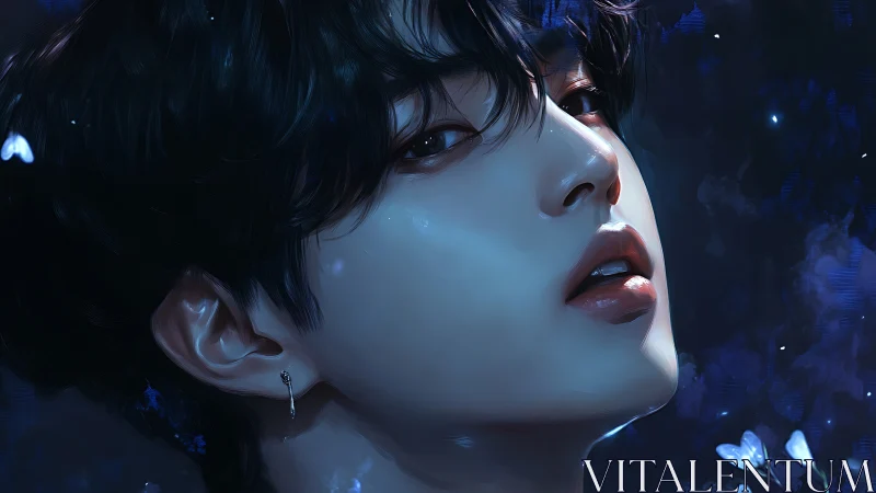 Nocturnal portrait glows with ethereal blue radiance