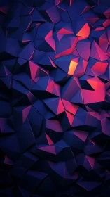 Polygonal neon facets glow across deep indigo surface.