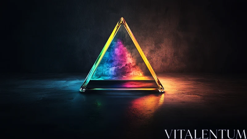 Refractive glass prism pyramid with internal RGB light dispersion