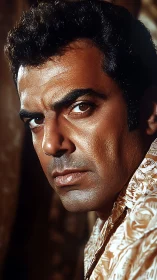 Intense male portrait with dramatic, cinematic lighting.