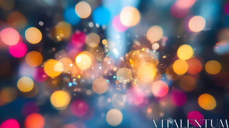 Abstract bokeh lights in vibrant colors, dreamy festive style.
