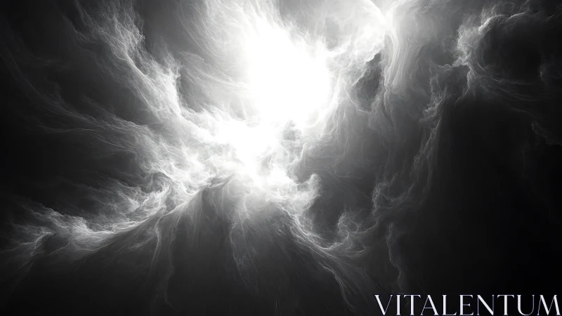 Fractal luminance vortex with radial negative space structure.