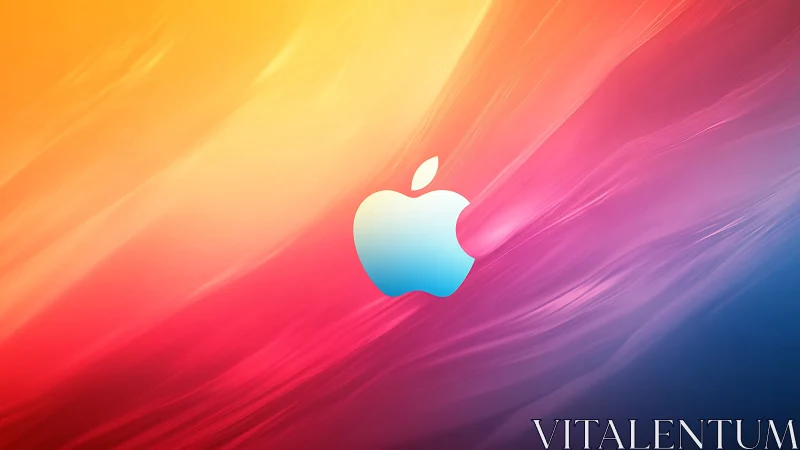 Minimalist blue emblem on radiant multicolor gradient field