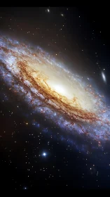 Edge-on spiral galaxy with luminous starfield core.