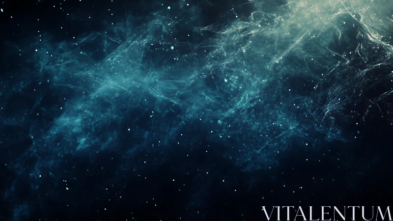 Cosmic nebula clouds swirl in a deep midnight starfield