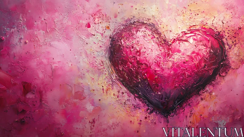 Pink Heart Emerges From Textured Abstract Explosion