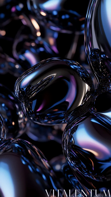 Parametric chrome bubbles with iridescent reflections in void