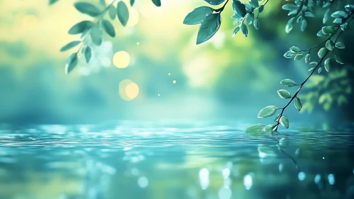 Leaflit lagoon hush where turquoise water dreams softly.