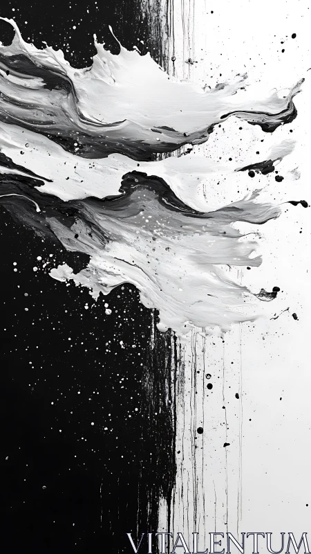 Monochrome impasto waveforms divide canvas with dynamic contrast