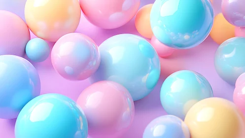 Pastel bubble daydream of glossy, floating candy spheres.