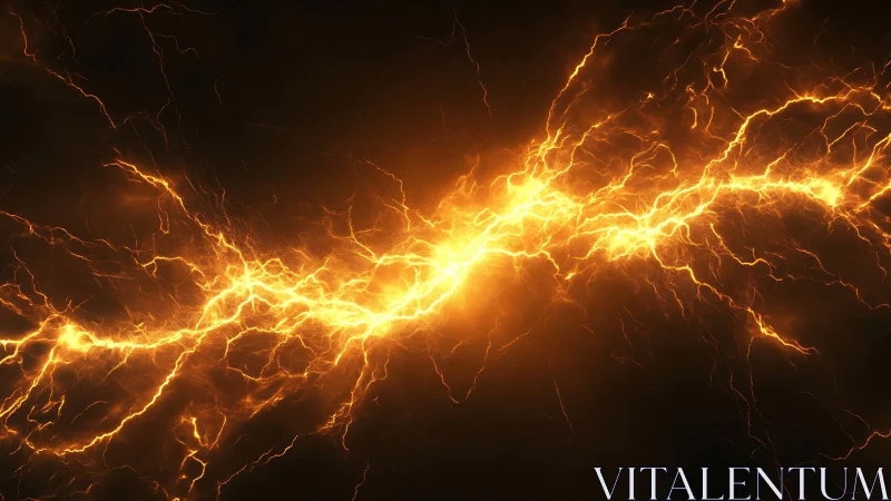 Brilliant Lightning Bolt Electrified Against Dark Sky.