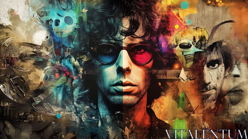 Split-color portrait fusing analog surrealism with urban collage