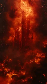 Apocalyptic Inferno: Towering Flames Consume a Dystopian Cityscape