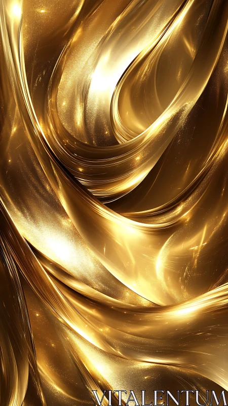 Flowing metallic gold ribbons form dynamic abstract surface