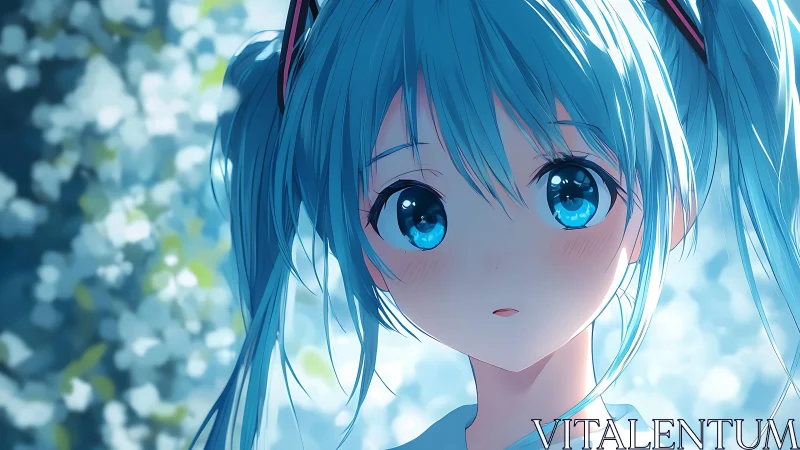 Anime close-up portrait with luminous bokeh background focus.
