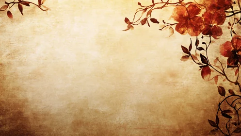 Soft vintage floral corner with warm golden backdrop.