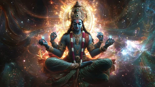 Starlit cosmic yogi radiating nebula crowns of silence.