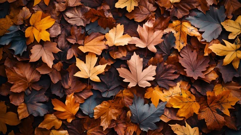 Golden rustle of fallen autumn leaves in warm layers.