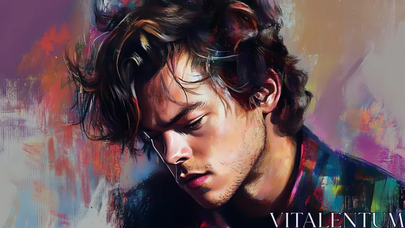 Male portrait in colorful digital brushstroke rendering.