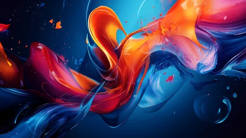 Liquid nebula ribbons ignite in electric crimson and cyan.