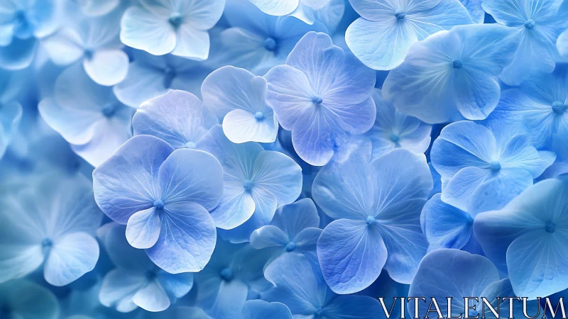 Ethereal Blue Petals Dance in Luminous Floral Constellation