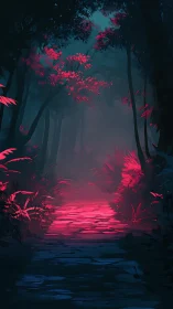 Neon Flora Awakens: A Mystic Forest Passage.
