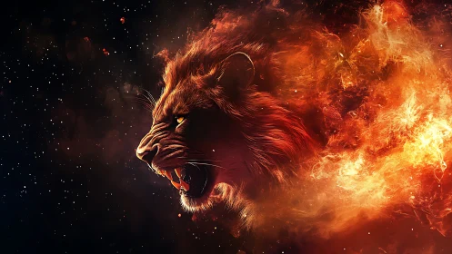 Stellar fire-lion roars galaxies into swirling ember storms