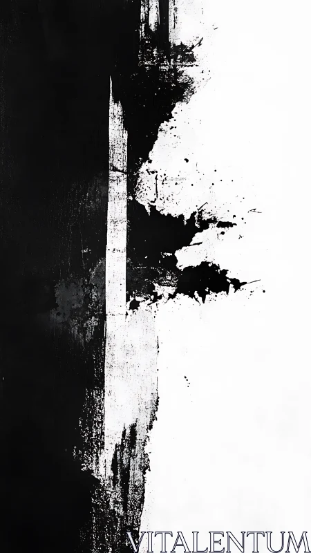 Vertical black and white divide explores stark abstraction.