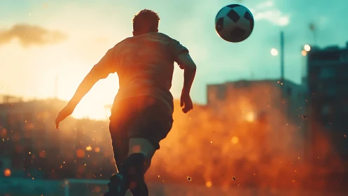Golden hour soccer moment captures pure street energy
