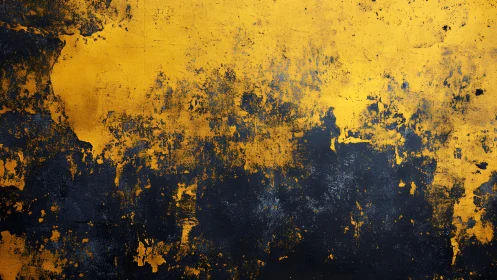 Grunge yellow and black textured abstract wall background art.