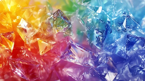 Multicolored refractive crystal cluster in abstract field.