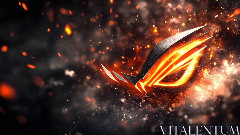 Futuristic Gaming Logo in Fiery Digital Art Style.