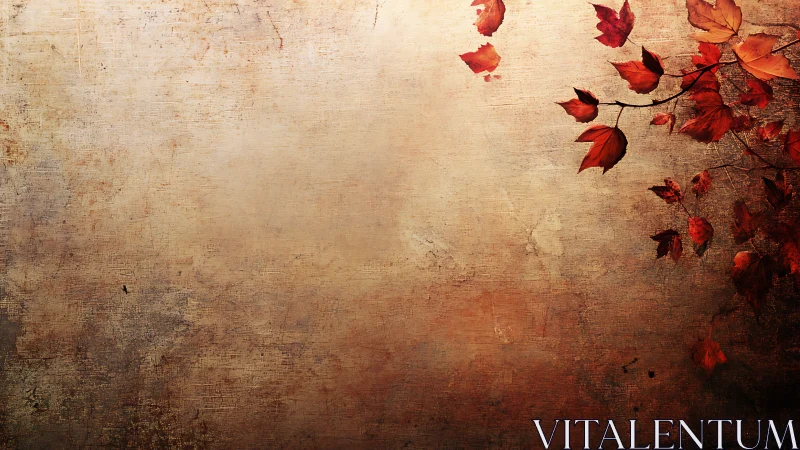 Gentle autumn leaves drift softly across a warm rustic wall