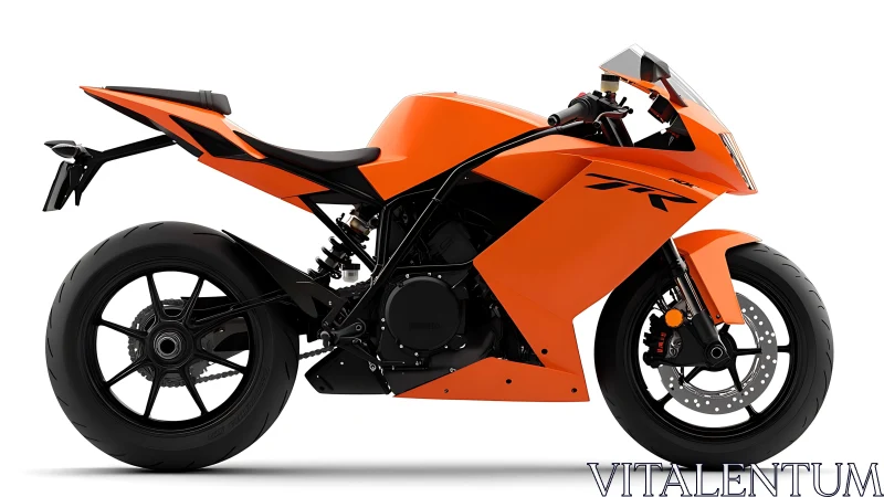 Orange sport motorcycle side profile with aerodynamic fairing.