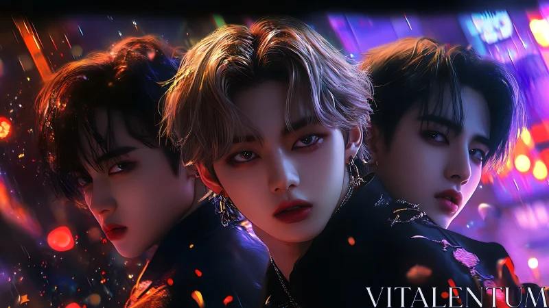 Electric city trio holds a bold, dramatic midnight gaze