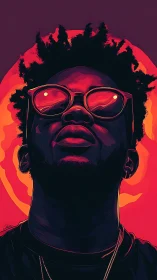 Sunlit swagger in bold neon portrait glow.