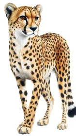 Lateral profile study of adult cheetah in high-detail rendering