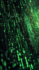 Oblique matrix-style neon green digital code rain abstraction